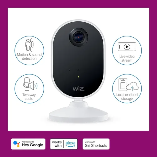 Miniatura 2 de Kit de inicio de monitoreo del hogar WiZ incluye cámara de seguridad interior, video HD 1080p con detección de movimiento y audio bidireccional