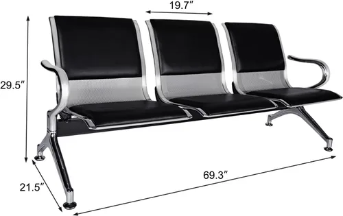 Miniatura 2 de AIIT Kinlife - Silla de recepción de 3 asientos, banco de oficina de piel sintética para sala de espera con reposabrazos, asiento de muebles