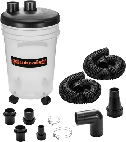 Miniatura 9 de POWERTEC Kit separador de codos y acopladores de recogida de polvo ciclónico 70292V de 4 pulgadas para contenedores de desechos de carpintería, Kit