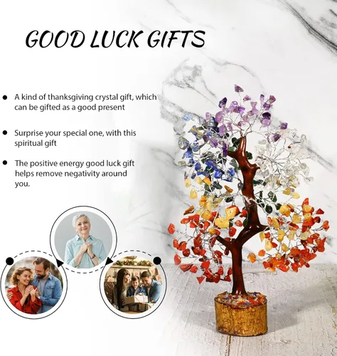 Miniatura 4 de PYOR Árbol bonsái de cristal de 7 chakras, 10-12 pulgadas, rojo, amatista, lapislázuli, cornalina, cuarzo transparente, aventurina amarilla