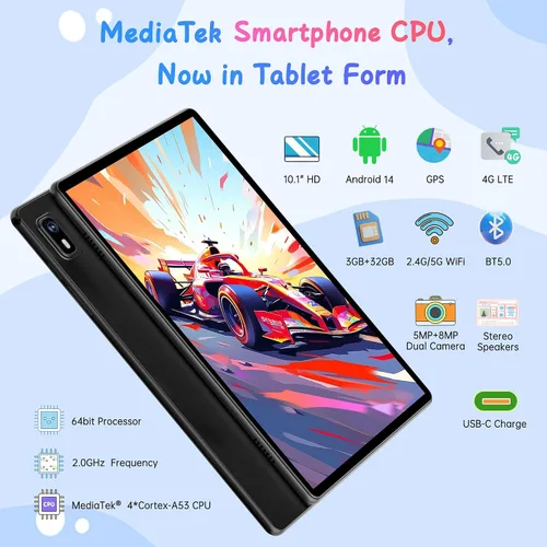 Miniatura 3 de HAOVM Tablet 10 pulgadas Android 14, 4G SIM desbloqueado, tableta infantil con ranura para tarjeta SIM, pantalla táctil IPS, procesador rápido