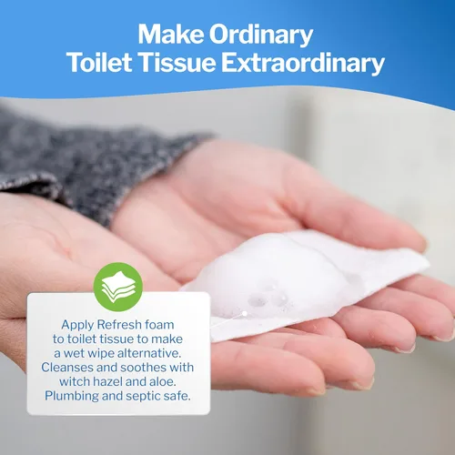 Miniatura 4 de Refresh Liquid Wipe: Espuma de papel higiénico, alternativa ecológica a toallitas húmedas, limpia y calma con hamamelis y aloe, seguro