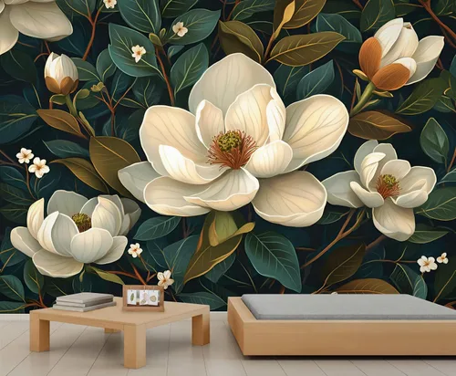 Miniatura 11 de Mural de pared floral retro, papel tapiz rústico floral de bar, flores abstractas 3D, impermeable, para cafetería, restaurante, sala de estar