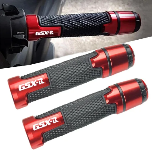 2 piezas de juego de extremos de empuñadura de manillar de motocicleta, compatible con Suzuki GSXR GSX-R GSXS 600 750 1000 (22mm 7/8" - Rojo)