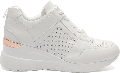 Miniatura 4 de YZ Tenis de cuña de moda para mujer, con tacón alto, con cordones y plataforma