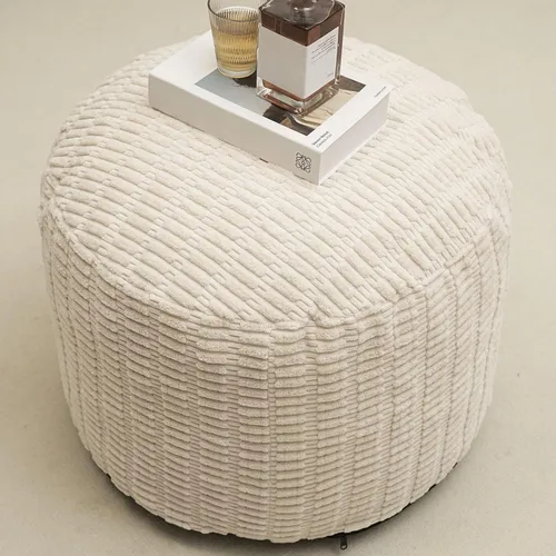 Puf otomano redondo de relleno para reposapiés, cojín otomano de almacenamiento, pufs de piel sintética con relleno de trozos de espuma, silla de