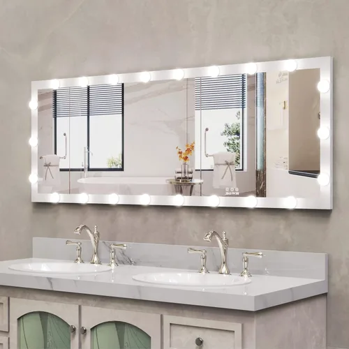Miniatura 8 de ANYHI Espejo blanco de longitud completa con luces, espejo de cuerpo completo de 63 x 24 pulgadas con luz, 22 bombillas LED, 3 luces