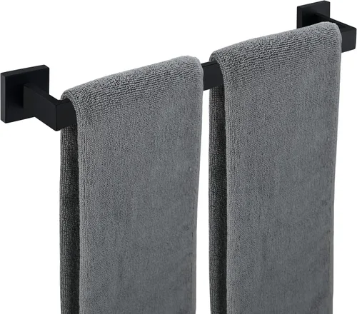 Miniatura 9 de Nolimas Toallero de baño negro mate, barras individuales, barra de toallero, barra clásica de acero inoxidable montado en la pared, toallero