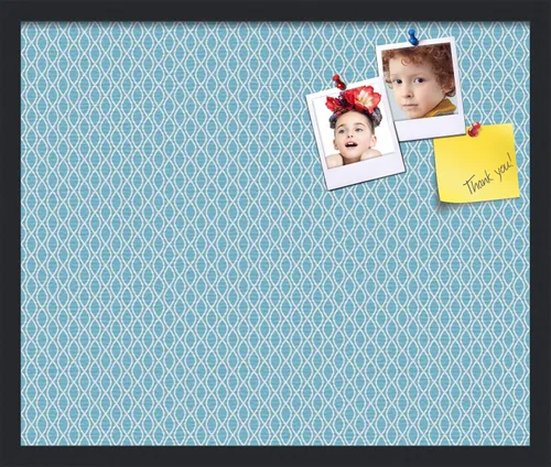 Miniatura 9 de PinPix Tablero de anuncios de corcho de 13 x 13 pulgadas. Este tablero decorativo enmarcado viene con diseño de ondas en blanco y negro y un marco