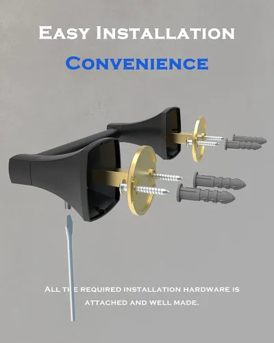 Miniatura 5 de Soporte de Papel Higiénico Negro Mate para Baño Soporte de Rollo de Tejido Pivotante de Doble Poste Montaje en Pared de Acero Inoxidable y Aleación