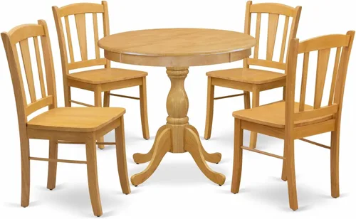 Miniatura 18 de East West Furniture El juego de comedor de 3 piezas AMDL3-BCH-W contiene una mesa de cocina redonda con pedestal y 2 sillas de comedor, 36 x 36