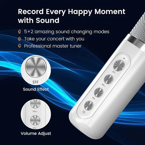 Miniatura 4 de Máquina de karaoke Flyasny para adultos y niños, altavoz Bluetooth portátil con 2 micrófonos inalámbricos para TV, karaoke para cantar en fiestas