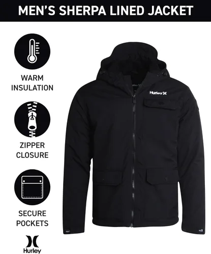 Miniatura 2 de Hurley Chaqueta de Invierno para Hombre - Parka Cálida con Cremallera y Capucha, Forrada de Sherpa, con Múltiples Bolsillos (Tallas S-XL)