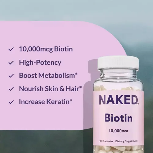 Miniatura 4 de NAKED Biotin 10,000mcg - Max Strength Vitamin B7 Supplement for Healthy Hair, Skin & Nails Support - Non-GMO, Gluten-Free, Vegan - Supports Keratin