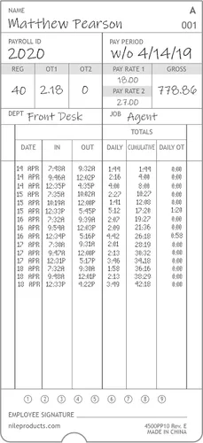 Miniatura 5 de Nile Products, 4500PP10MB 1,000 tarjetas de tiempo auténticas y auténticas en idioma inglés para el reloj de tiempo del Nilo modelo 4500PP, tarjetas