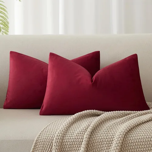 Miniatura 101 de Juspurbet - Juego de 2 fundas decorativas de terciopelo para cojines, fundas suaves para sofá, cama o sillón con cremallera oculta, para sala