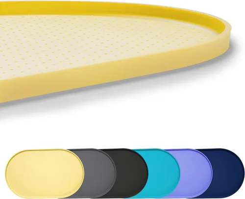 Miniatura 14 de Estera de comida para perros 100% impermeable de 0.5" con borde elevado, libre de BPA, de silicona, para mascotas, estera para gatos y perros que