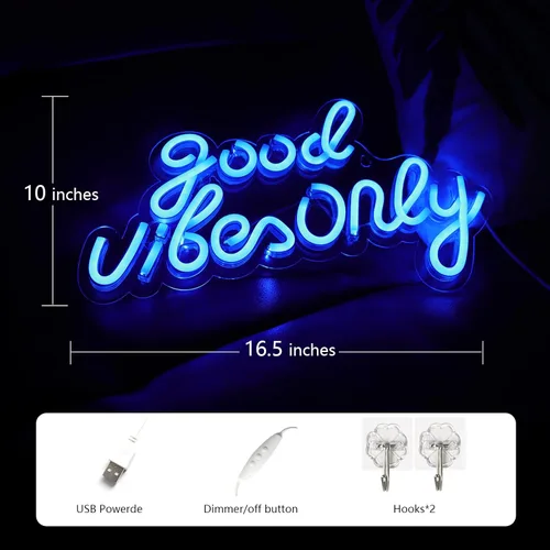 Miniatura 3 de Good Vibes Only - Letreros de neón para decoración de pared, luces de neón, letreros LED adecuados para sala de estar, bar de cerveza, sala de Azul