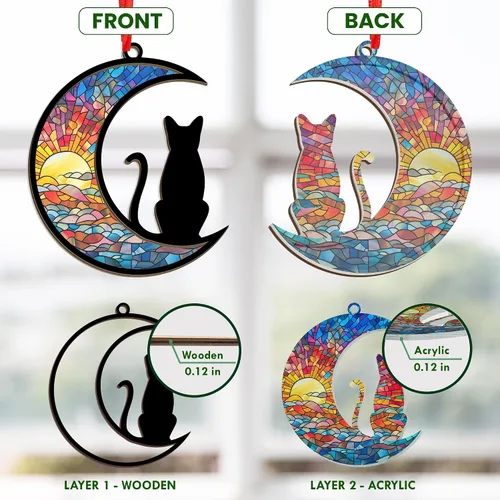 Miniatura 4 de AXIARA Adornos Navideños Regalos para Amantes de los Gatos - Adorno Navideño de Doble Capa para Decoraciones del Árbol - Regalos para Amantes