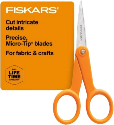 Miniatura 9 de Fiskars Tijeras con mango naranja de corte recto, hojas de acero inoxidable, mango ambidiestro de doble asa