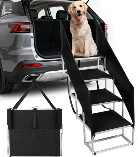 Miniatura 11 de Escaleras para perros con barandilla para perros grandes, escalón extra ancho de 20 pulgadas, 4 escalones de 34 pulgadas con superficie