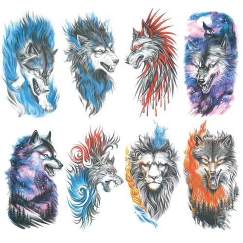 Miniatura 15 de 8 hojas de tatuajes temporales negros con flechas, brújulas, plumas, dragones, anclas, espadas, serpientes, árboles y flores para el brazo