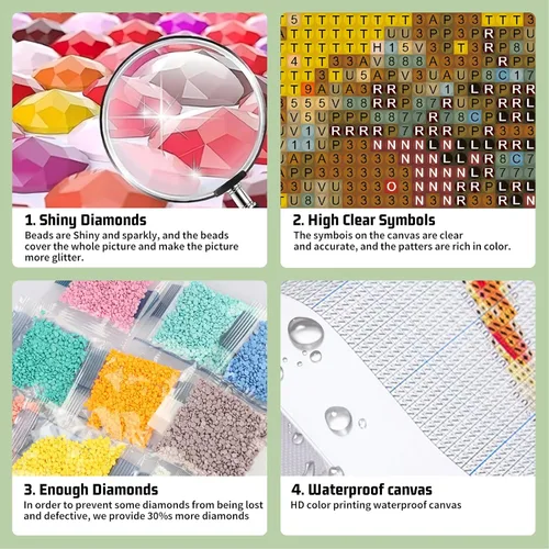 Miniatura 5 de Paquete de 6 kits de pintura de diamantes de animales para adultos, kits de arte de diamantes para adultos, kits de pintura de diamante 5D