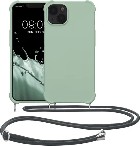 Miniatura 8 de kwmobile Funda cruzada compatible con Apple iPhone 13, funda de silicona TPU con correa, color violeta burdeos
