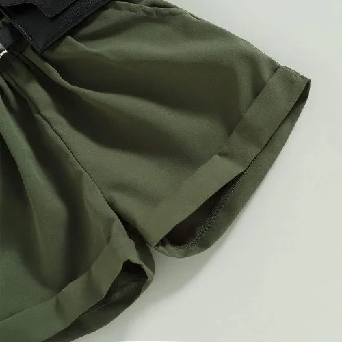 Miniatura 174 de TheFound Trajes de verano para niñas pequeñas, sin mangas, de punto acanalado, halter, pantalones cortos, ropa para recién nacidos, conjunto de 3