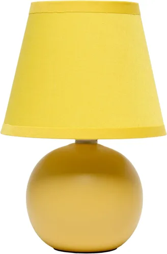 Simple Designs LT1196-YLW-2PK Juego de 2 lámparas de mesa de cerámica con globo pequeño elegante de 8.66" con pantalla cónica a juego, para sala de