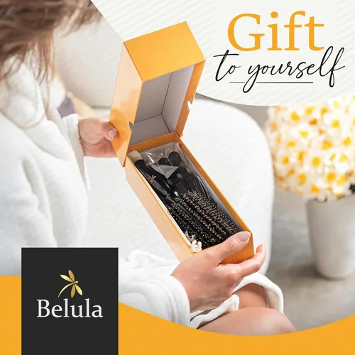 Miniatura 9 de Belula Cepillo redondo con cerdas de jabalí para secado con secador. Cepillo de pelo redondo con barril de madera grande de 2.7". Cepillo ideal