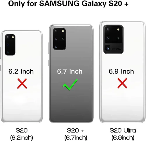 Miniatura 2 de Funda S20 Plus con 2 protectores de pantalla de TPU, 3 en 1, a prueba de golpes, resistente para Galaxy S20 Plus (negro/gris)