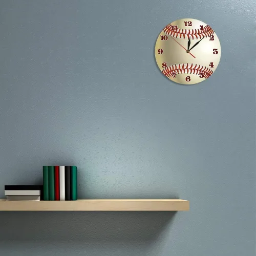 Miniatura 6 de The Geeky Days Reloj de pared con diseño de béisbol, decoración de pared para sala de deportes, personaliza tu nombre, reloj de cuarzo silencioso