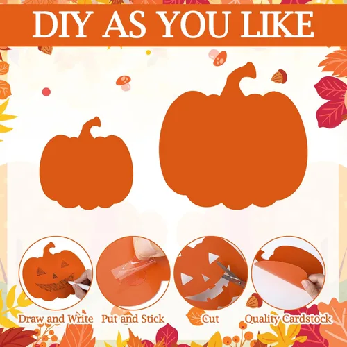 Miniatura 3 de Harloon 100 Piezas Recortes de Papel de Calabaza 5.5" 3.5" Acentos de Tablón de Anuncios de Aula de Calabaza de Halloween Recortes de Manualidades