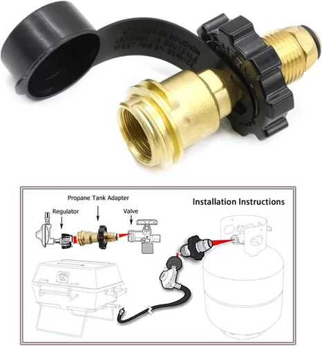 Miniatura 8 de Adaptador universal de tanque de propano que convierte POL a QCC1 / Tipo 1, POL a conector de propano QCC