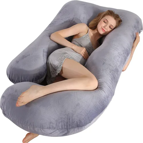 Miniatura 9 de BATTOP Almohada de embarazo para dormir, almohada de maternidad de cuerpo completo con funda extraíble lavable, soporte para espalda, caderas