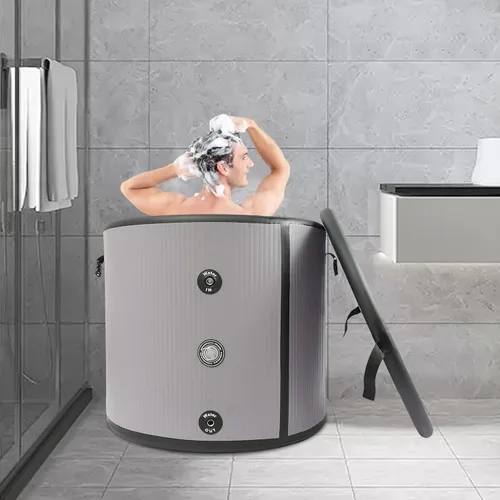 Miniatura 5 de Bañera de hielo portátil para atletas, gran bañera de hielo de 100 galones con cubierta, bañera fría inflable, baño de hielo grueso en casa y al