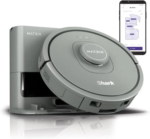 Shark RV2300S Matrix - Aspiradora Robot de Autovaciado (Renovado) sin Puntos Perdidos en Alfombras y Pisos Duros, Base sin Bolsa de Capacidad de 30