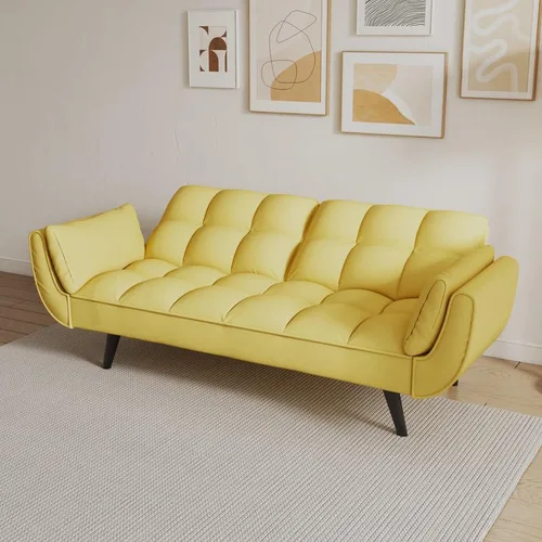 Miniatura 8 de 57" Convertible Sleeper Couch Bed, 3-in-1 Tufted Upholstered Daybed Futon Sofa Bed Loveseat with Reclining Split Backrest, Velvet 2-Seaters Sofa