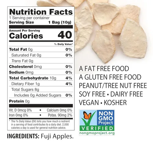 Miniatura 2 de Brothers All Natural, Fuji Apple Fritas liofilizadas de frutas, sin gluten, sin OMG, nada añadido, bolsa resellable de 1 onza (paquete de 8)