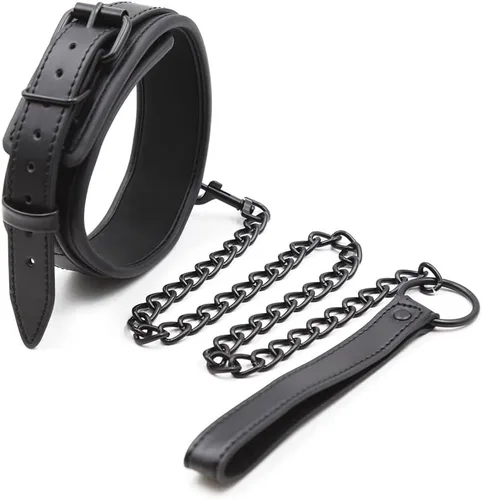 Miniatura 5 de Collar punk de cuero para cuello con correa de cadena, accesorio de gargantillas de escenario para cosplay, Cuero, Sin gemas.