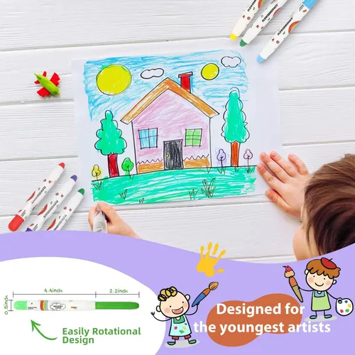 Miniatura 3 de Lebze Crayones lavables jumbo para niños pequeños, juego de 24 colores no tóxicos, crayones grandes para bebés, regalo para niños y niñas, flor