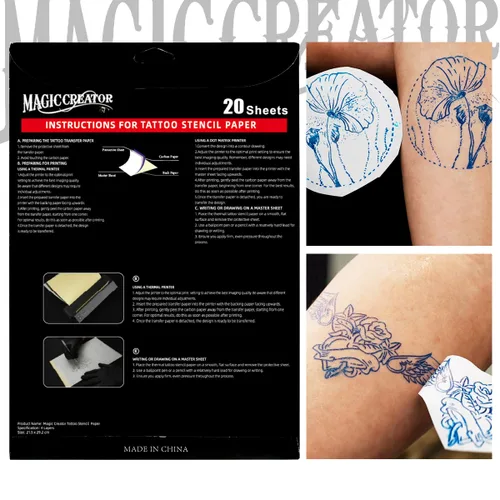 Miniatura 2 de Magic Creator - 20 piezas de papel de transferencia de tatuajes, plantillas de tatuaje de 4 capas, papel térmico Ultra HD, papel de transferencia