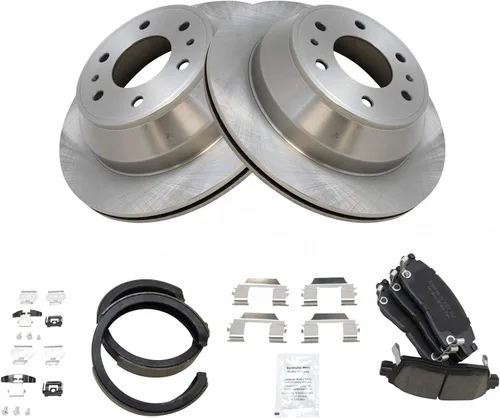Miniatura 3 de TRQ Kit de pastillas de freno y rotor Posi trasero premium con zapatas de estacionamiento para camión GM SUV