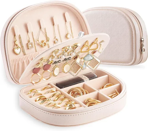 Larlary Travel Jewelry Box,Travel Jewelry Case,Seashell-Shaped Jewelry Box, Jewelry Organizer Box for Women, Jewelry Storage Box for Rings,