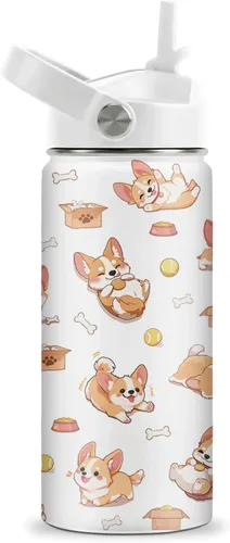 Miniatura 18 de Axolotl - Botella de agua de 12 onzas con tapa con pajilla, botella de agua de acero inoxidable con diseño de ajolotes para niñas, taza aislada