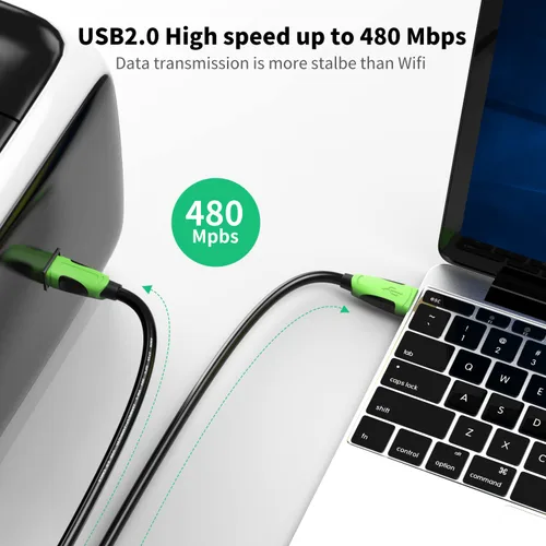Miniatura 5 de XXONE Cable USB de 30 pies, tipo A-macho a macho B, chapado en oro para impresora/escáner