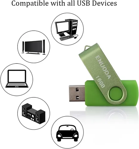 Miniatura 3 de Unidad flash de 16 GB, paquete de 5 unidades de pulgar ENUODA de 16 GB, diseño giratorio USB 2.0, memoria USB 2.0, unidad de bolígrafo para 16GB* 5