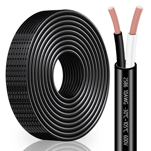 Miniatura 25 de Cable eléctrico calibre 10 con 2 conductores de cobre puro, libres de oxígeno, trenzados, de cloruro de polivinilo, flexible, para tiras
