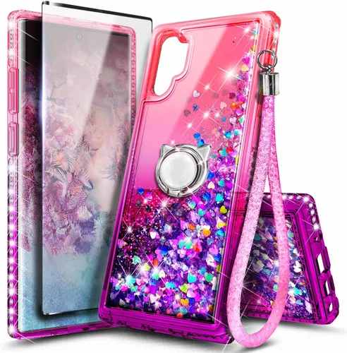 Miniatura 51 de NGB Diseñada para funda Samsung Galaxy Note 10+ (Plus), Rosa/Aguamarina Funda con Purpurina Líquida Brillante Linda para Mujeres Niñas Niños